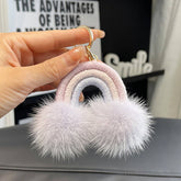 RAINBOW SMALL CLOUD FUR BALL CAR KEYCHAIN PENDANT_CWMM2547