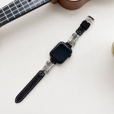 IWATCH9 1 TIBETAN SILVER DENIM LEATHER STRAP_CWWW0069