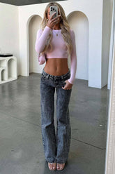 Stylish Retro Straight-Leg Baggy Denim Pants