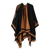 DOUBLE SIDED PLAID FAUX CASHMERE SHAWL CAPE_CWASC2136