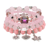 MULTI LAYERED MAPLE LEAF HEART PENDANT BRACELET_CWAJE2229