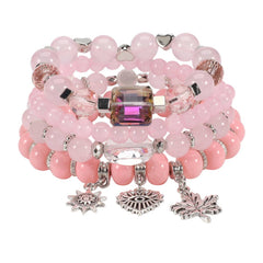 MULTI LAYERED MAPLE LEAF HEART PENDANT BRACELET_CWAJE2229