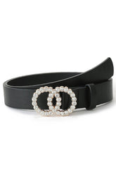 BEADS DETAIL DOUBLE O RING TRENDY LEATHER BELT_CWABE024