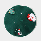 Christmas Bow Wool Beret Hat Women Warm Winter_Cwah04686