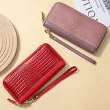 Womens Croc Leather Long Wallet Large Clutch_Cuab00402