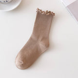 Warm Brown Fungus Mid-Calf Women'S Socks_Cwms0592
