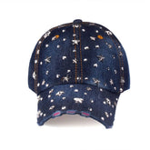 STARRY RHINESTONE DENIM BASEBALL CAP SUN HAT_CWAH0999