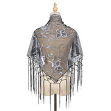 HOLLOW LACE TASSEL BUTTERFLY TRIANGLE SCARF SHAWL_CWMM2000