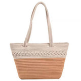 NEW COLOR BLOCK SINGLE SHOULDER STRAW BAG_CWAB1880