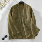 Solid Color Loose Knit Cardigan Without Button