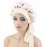 BUTTERFLY PRINT STRETCH NIGHTCAP WITH LONG RIBBON_CWAH1476