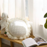 SOLID COLOR ROUND WOOL BALL KNITTED THROW PILLOW_CWMM2365