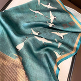 CRANE PRINT 100 SILK SQUARE SCARF 53CM FOR WOMEN_CWASC0600