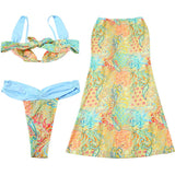 Three-Piece Set Of Printed Top Skirt Underpants