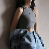 SHORT BASE RIBBED CAMISOLE HIGH NECK TANKS_CWTTK0798