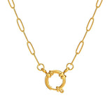 BASIC LOOSE CHAIN HEART ROUND NECKLACE_CWMM5711
