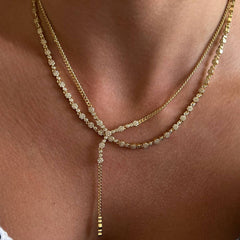 SIMPLE ZIRCON OVAL ROUND PENDANT NECKLACE_CWMM3790