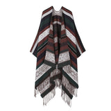 FAUX CASHMERE TASSEL SHAWL BLANKET SLIT CAPE_CWASC2264