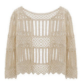 CARDIGAN LACE BEACH SWIMSUIT HOLLOW COVER UP_CWMW0683