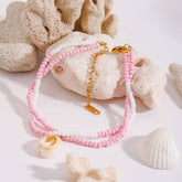 18K GOLD DOUBLE LAYER SHELL ANKLET STAINLESS_CWAJE4701