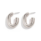 METAL WIND CIRCULAR RING THICK CHAIN EARRINGS_CWAJE1153