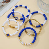 FOOTBALL HANDMADE SOFT CLAY LETTER BRACELET SET_CWMM3534