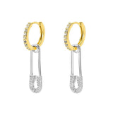 FASHIONABLE DESIGN PAPERCLIP ZIRCONIA EARRINGS_CWAJE5131