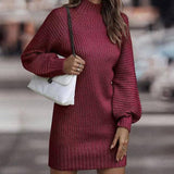 Turtleneck Sweater Women Long-Sleeved Knit Dress
