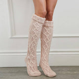 FASHIONABLE TWISTED HEM LONG OVER THE KNEE SOCKS_CWMS0850