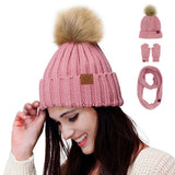 Winter Adult Outdoor Warm Knitted Scarf Suit Women_Cwmm2812