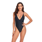 SEXY DEEP V SPAGHETTI SHOULDER ONE PIECE SWIMSUIT_CWMW0609