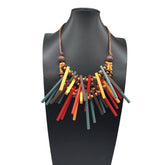 BOHEMIAN MULTI LAYERED WOODEN BEADS NECKLACE_CWMM4560