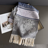 Fresh Floral Winter Tassel Scarf Soft Cashmere_Cwasc03248