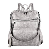 TASSEL DETAIL PU LEATHER BACKPACK SHOULDER BAG_CWAB0778