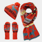 CHRISTMAS HAT SCARF GLOVES THREE PIECE SET_CWAH1595