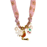COLORFUL SCARF NECKLACE WITH FRUIT CHARMS_CWMM8801