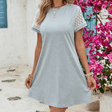 Solid Color Short-Sleeved Knit Dress