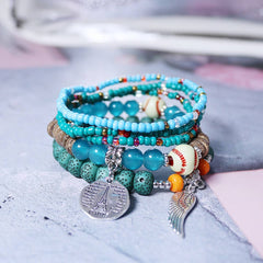 RICE BEAD PENDANT ELASTIC CORD BRACELET_CWASC0700