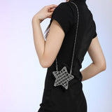 FIVE POINTED STAR HOLLOW CHAIN SQUARE CLUTCH BAG_CWAB3260