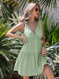 V-Neck,Cinched Waist Country Casual Halter Dress