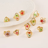 OPEN ADJUSTABLE STEEL RING WITH DRIED FLOWERS_CWMM8930