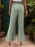 Solid Color Fancy Wide-Leg Pants With A Belt