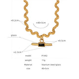 SIMPLE GLASS STONE TITANIUM STEEL PENDANT NECKLACE_CWAJE1076