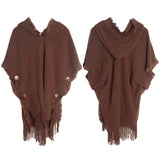 Women Poncho Sweater Cozy Cape With Hood