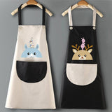 DEER HEAD PRINT SUMMER THIN APRON WITH POCKETS_CWMM2050