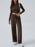 Temperament Round Neck Top Wide Leg Pant Suit