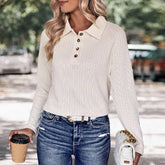 Womens Solid Color Long-Sleeved Sweater