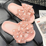 STYLISH THICK SOLED CUTE POLKA DOT BOW SLIPPERS_CWSHS0639