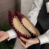 Wedge Pointed Studded Apricot Loafers