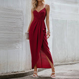 Stylish Solid Color Halter Dress